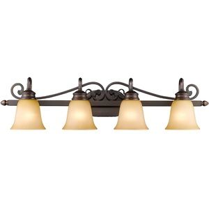 Golden Lighting 4074-4 Bronze Belle Meade 4-Light Bathroom Vanity Light